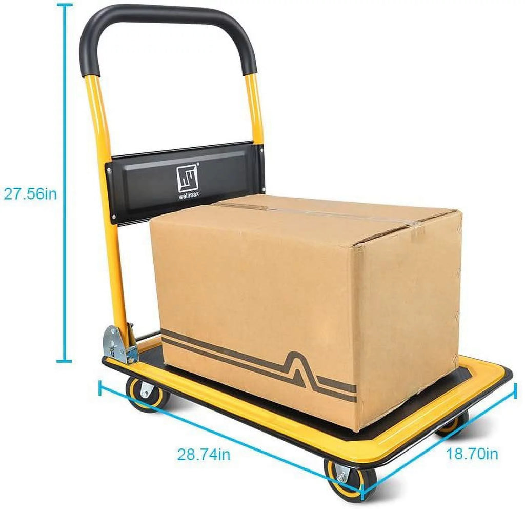 Yellow Foldable Push Cart Dolly with 360 Degree Swivel Wheels K797977