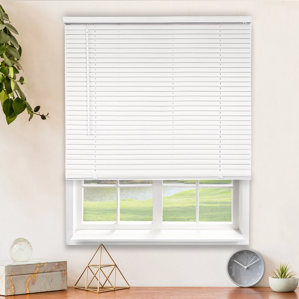 Cordless 1-Inch Vinyl Mini Blinds Gloss White 70"W X 48"H A870