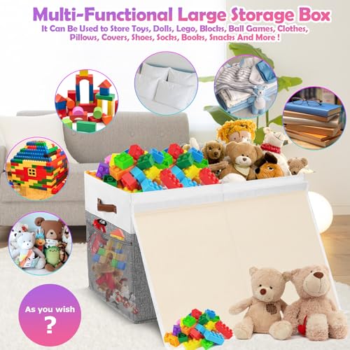 Extra Large Collapsible Toy Storage Box with Lid and Divider W520935