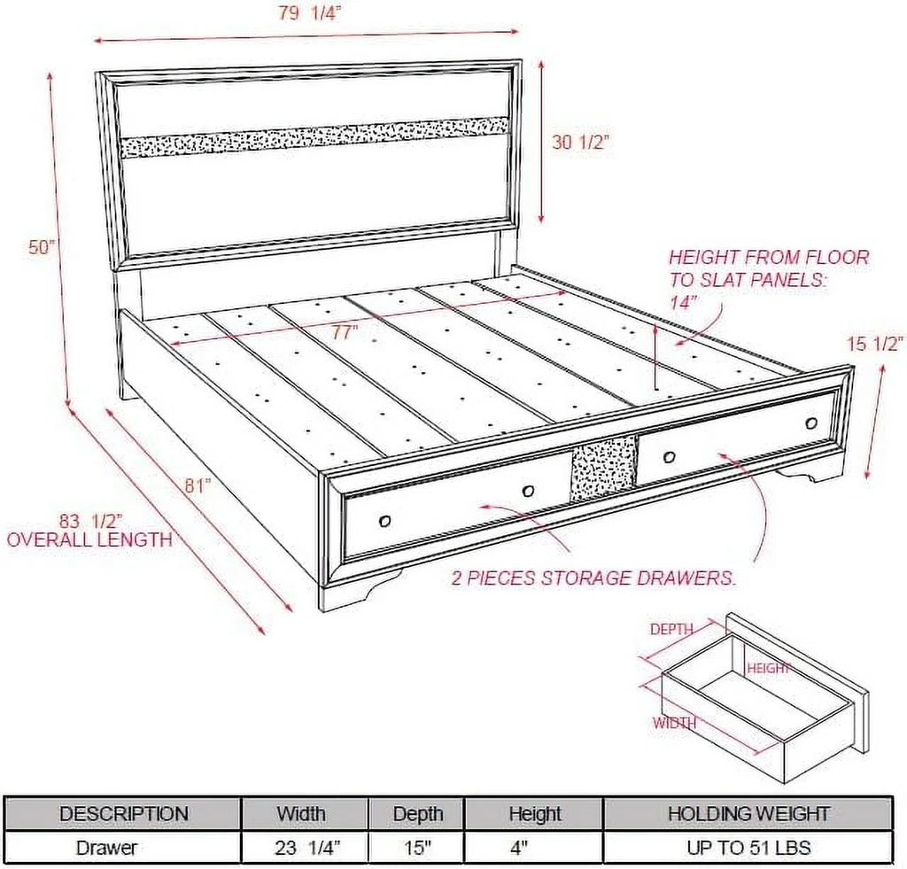 King Size 4-Piece Bedroom Set Y485