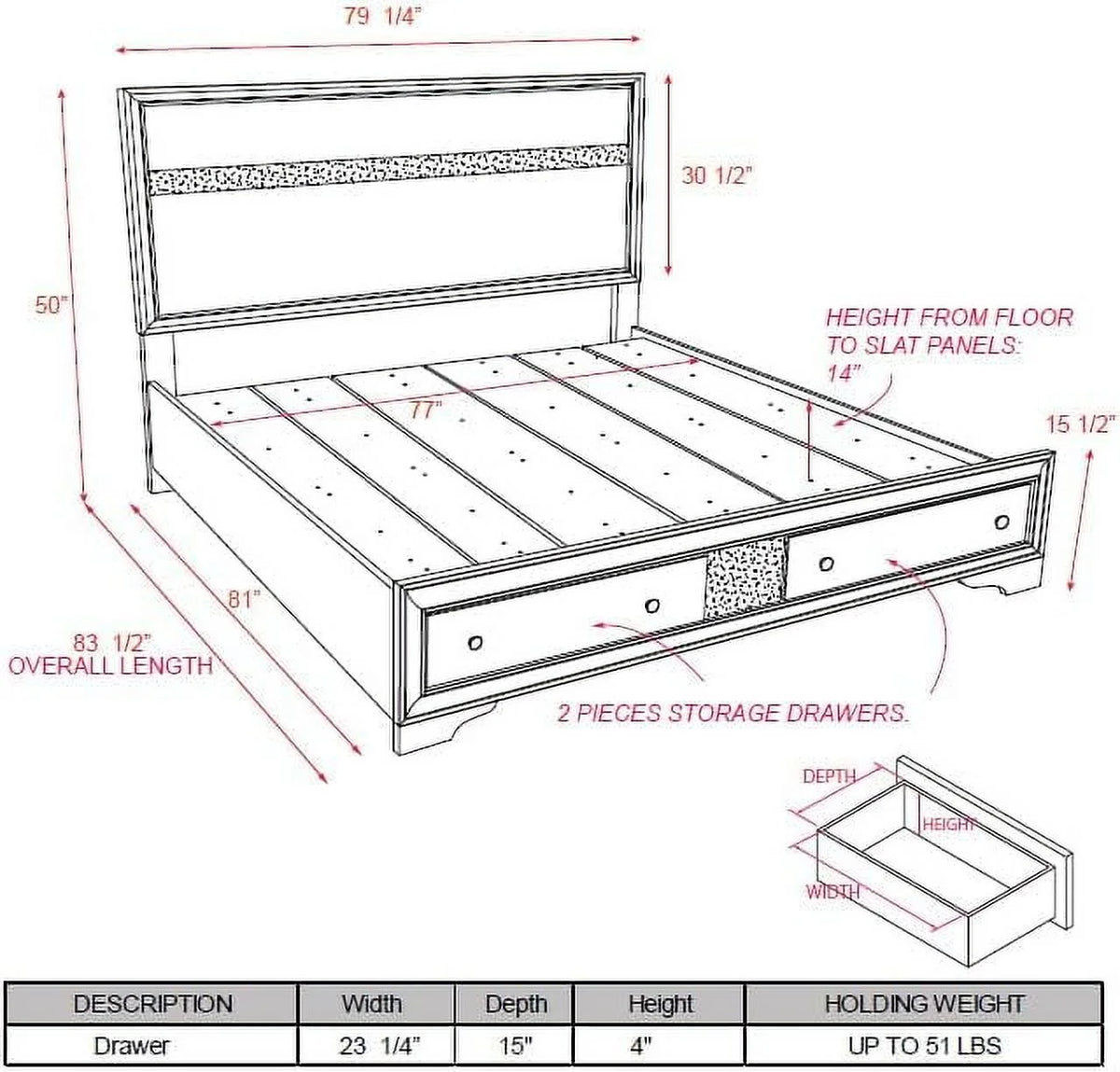 King Size 4-Piece Bedroom Set Y485