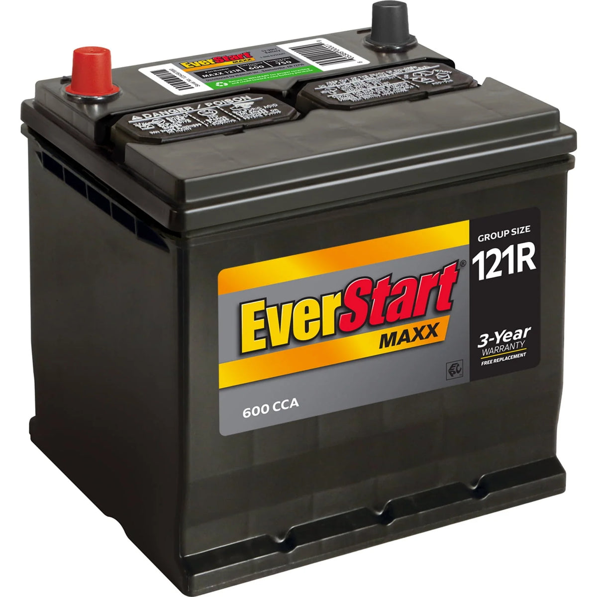 Lead Acid Automotive Battery, Group Size 121R 12 Volt, 600 CCA A7336