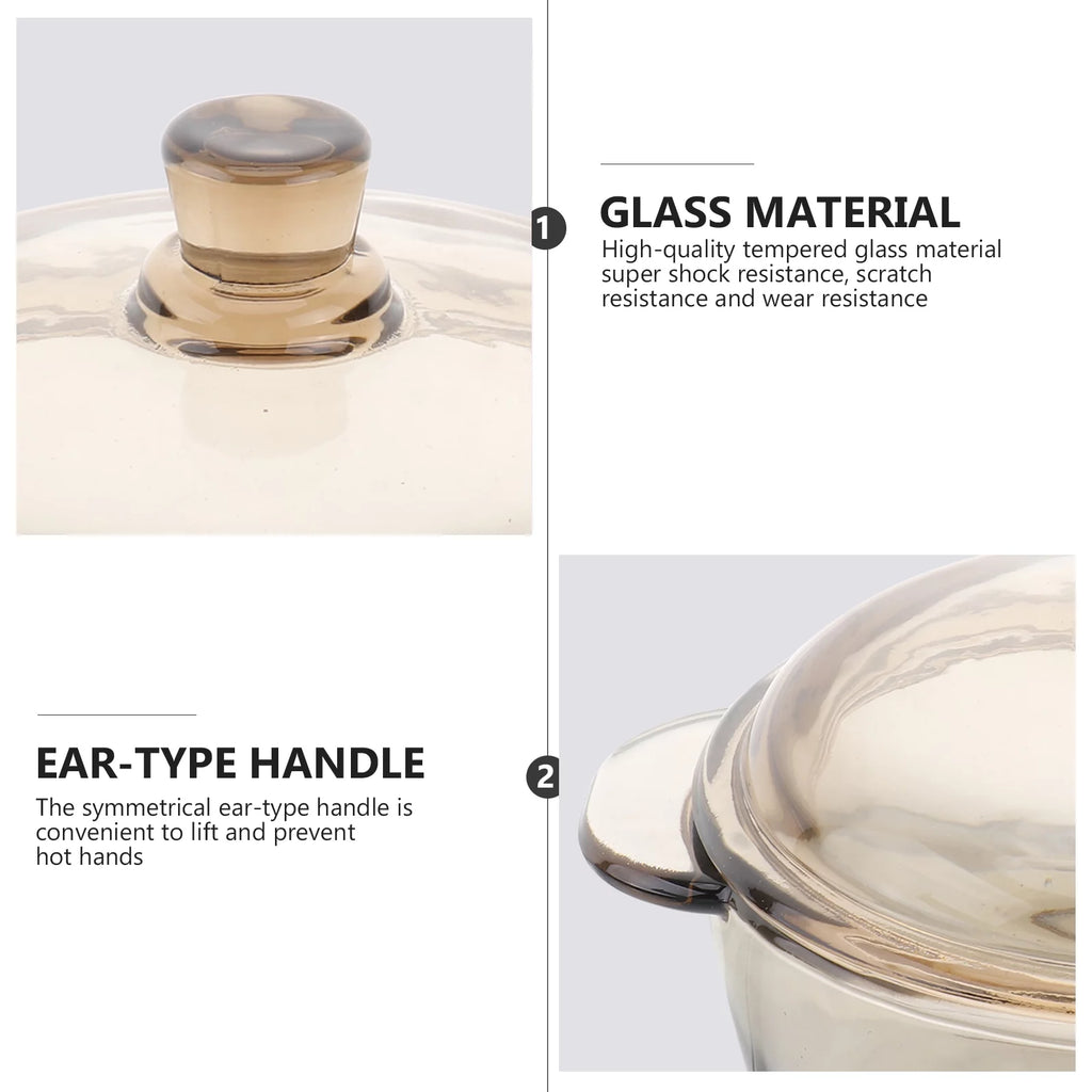 Glass Bowl with Lid Heat Resistant Light Brown J7129