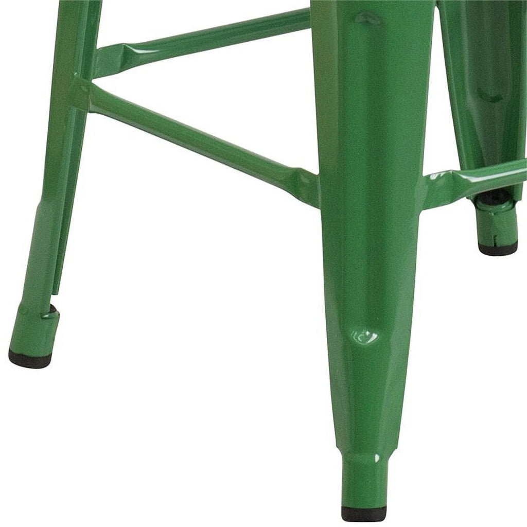Green Wood Grain Metal Bar Stool Set of 2 E4097
