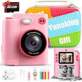 Instant Print Dual Lens Digital Camera with 32G SD Card Storage Bag Pink J26661