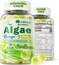Vegan Omega 3 Gummies 1100mg, Algae DHA & EPA, Sugar Free 120 Counts E6446