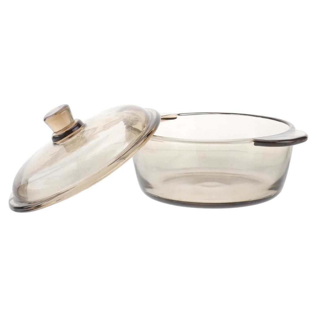 Glass Bowl with Lid Heat Resistant Noodle Bowl Soup Bowl Light Brown C2886