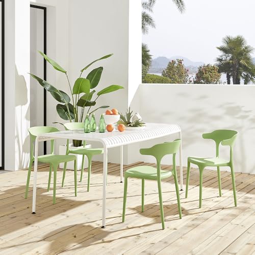 Stackable Plastic Dining Chair Set of 4 Charcoal Gray K895