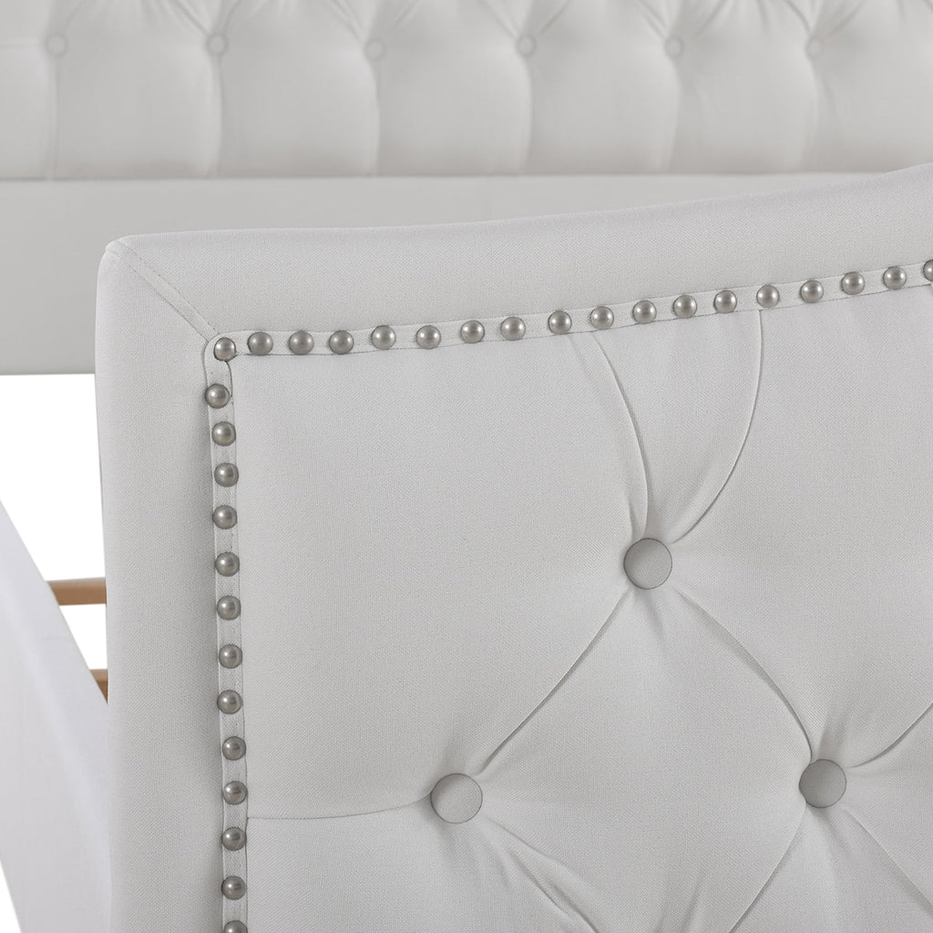 Tufted Wingback King Bed Bright White F8686