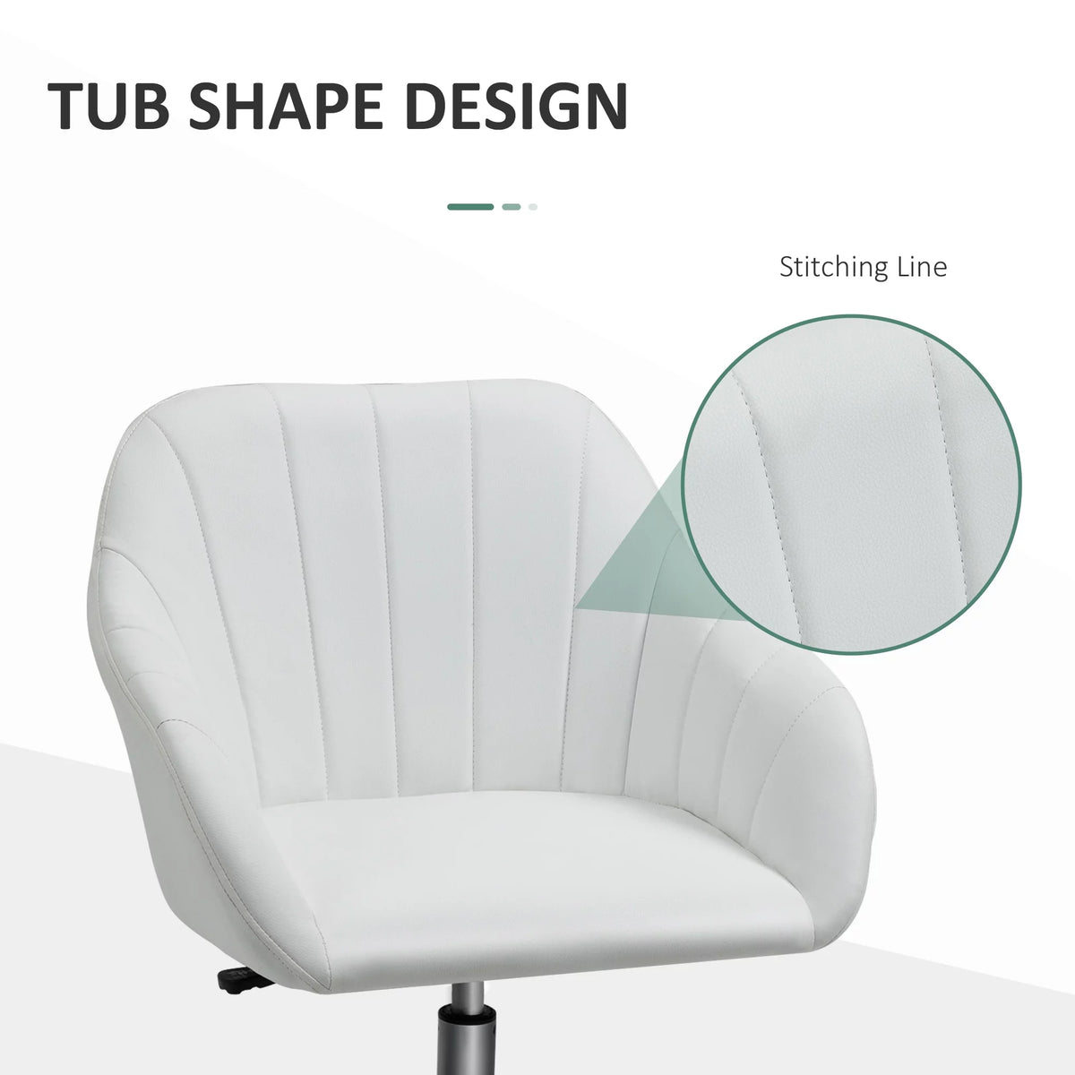 White Steel Task Chair with Swivel and Adjustable Height I5263