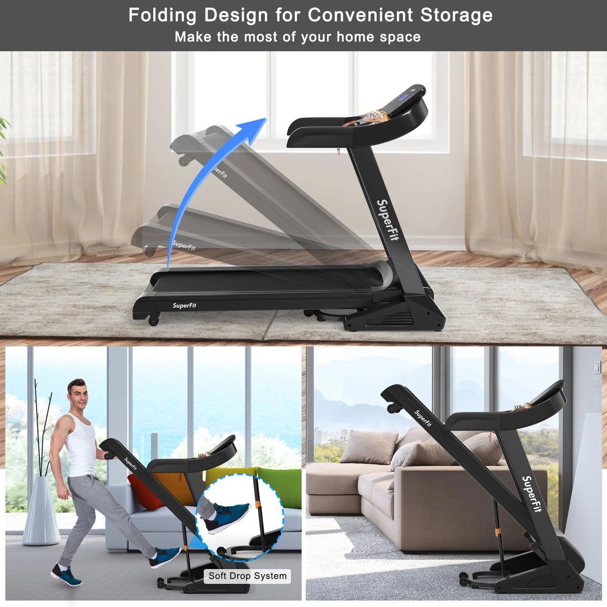 3.75HP Folding Treadmill with 15% Automatic Incline A698204