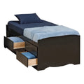 Contemporary Wood Twin Platform Storage Bed in Black L1862