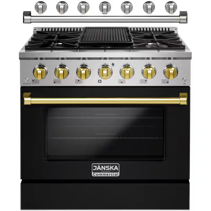 5.2 cu. ft. Gas Range with 6-Burners and Convection Oven in Matte Black R362811