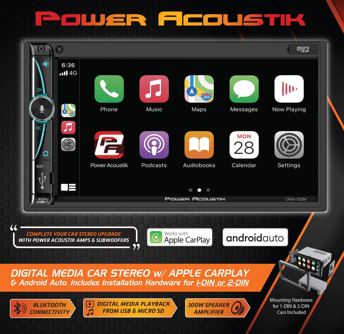 7 Mechless HD LCD Capacitive Touchscreen Bluetooth Car Stereo with 2 6.5 Speakers Y76349