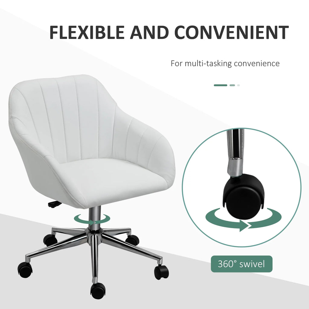 White Steel Task Chair with Swivel and Adjustable Height I5263