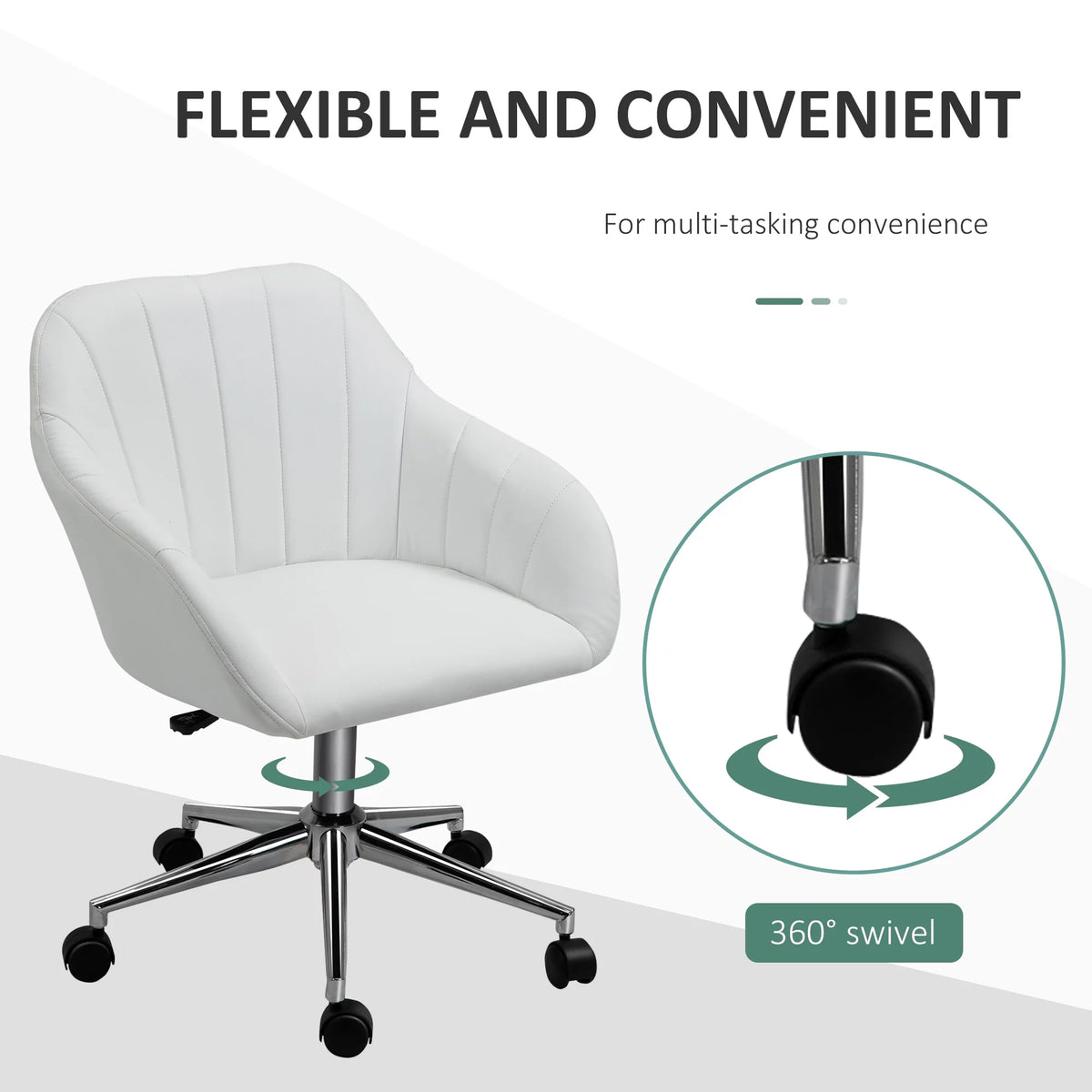 White Steel Task Chair with Swivel and Adjustable Height I5263
