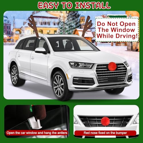 2 Pack Red Nose Car Antler Christmas Decorations O948323