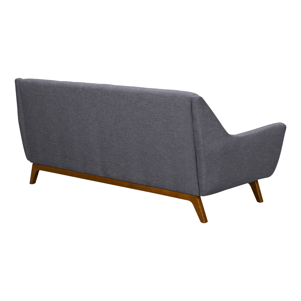 Mid-Century Sofa in Champagne Wood Finish Dark Grey Fabric K129