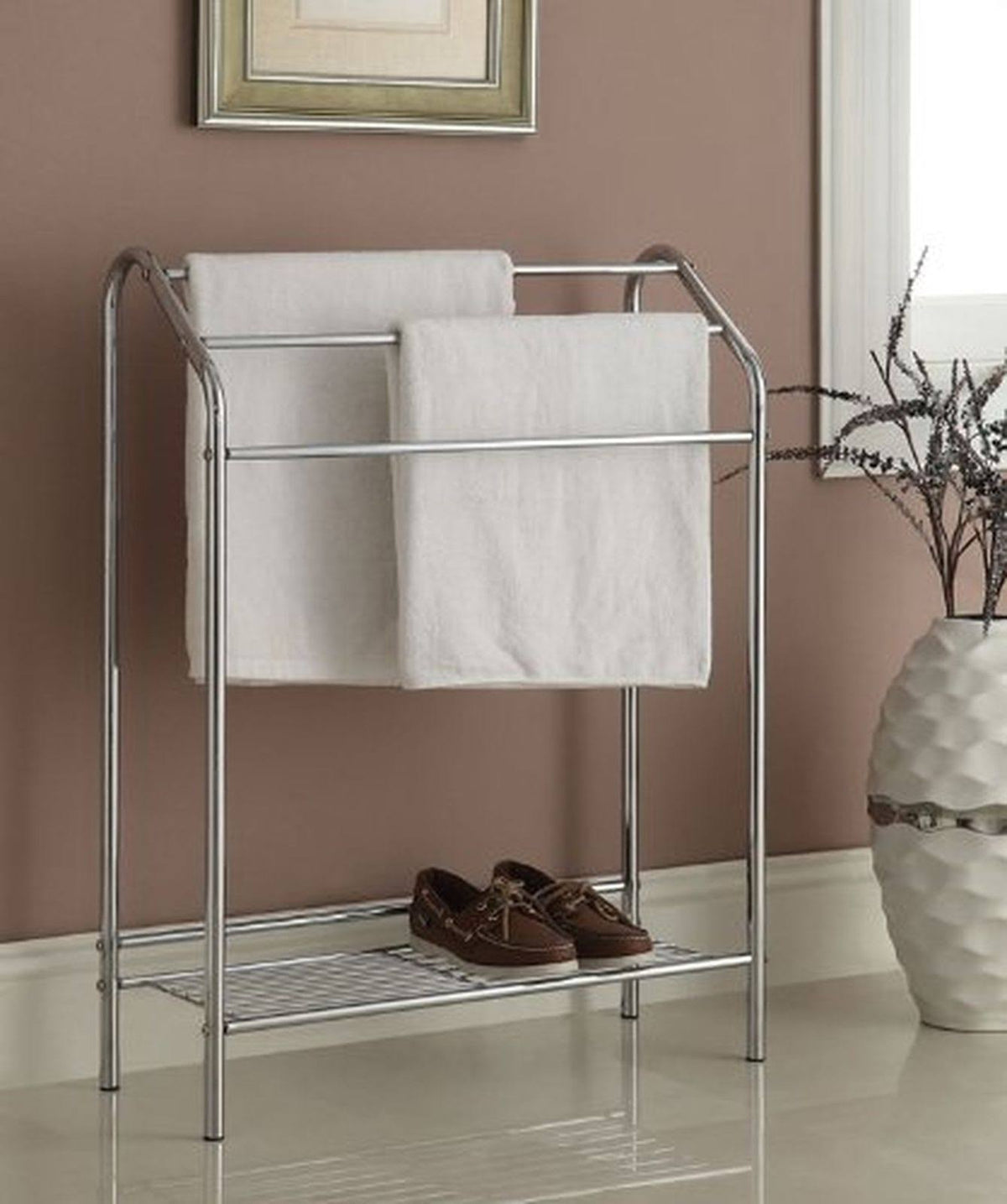Chrome Finish Towel Bathroom Rack Stand Shelf R16844