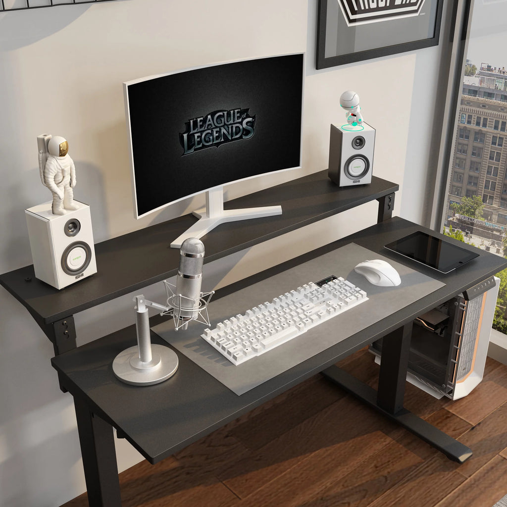 48"x24" Black 2-Tier Height Adjustable Standing Desk V40555