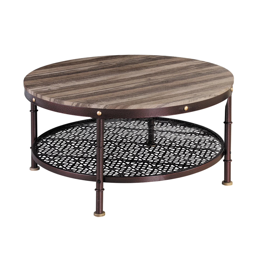 Round Wood and Metal Coffee Table 36 in I623860