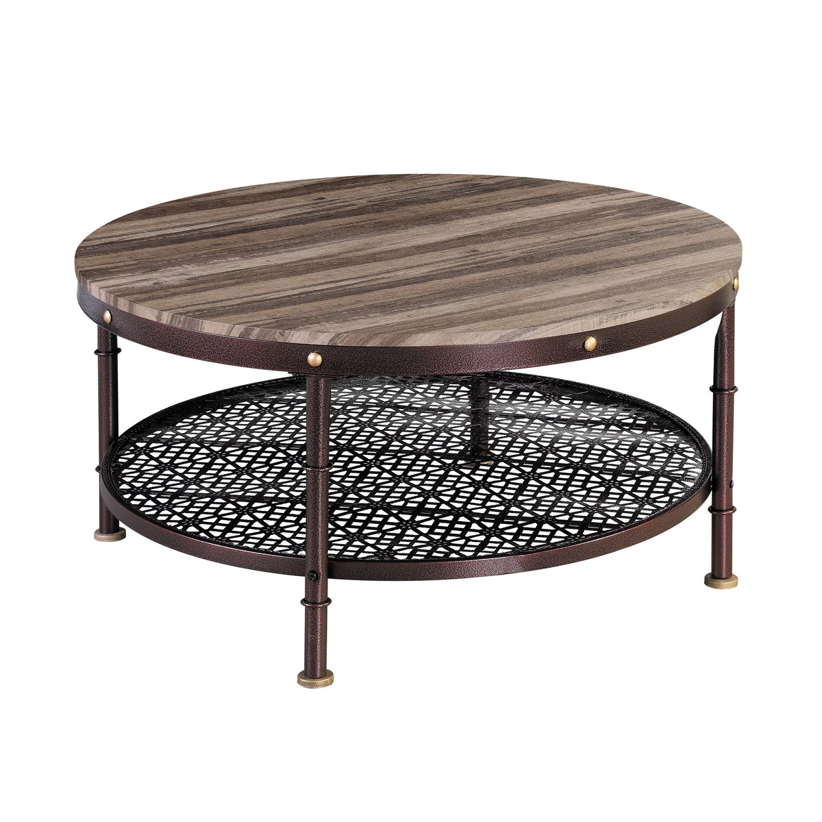 Round Wood and Metal Coffee Table 36 in I623860