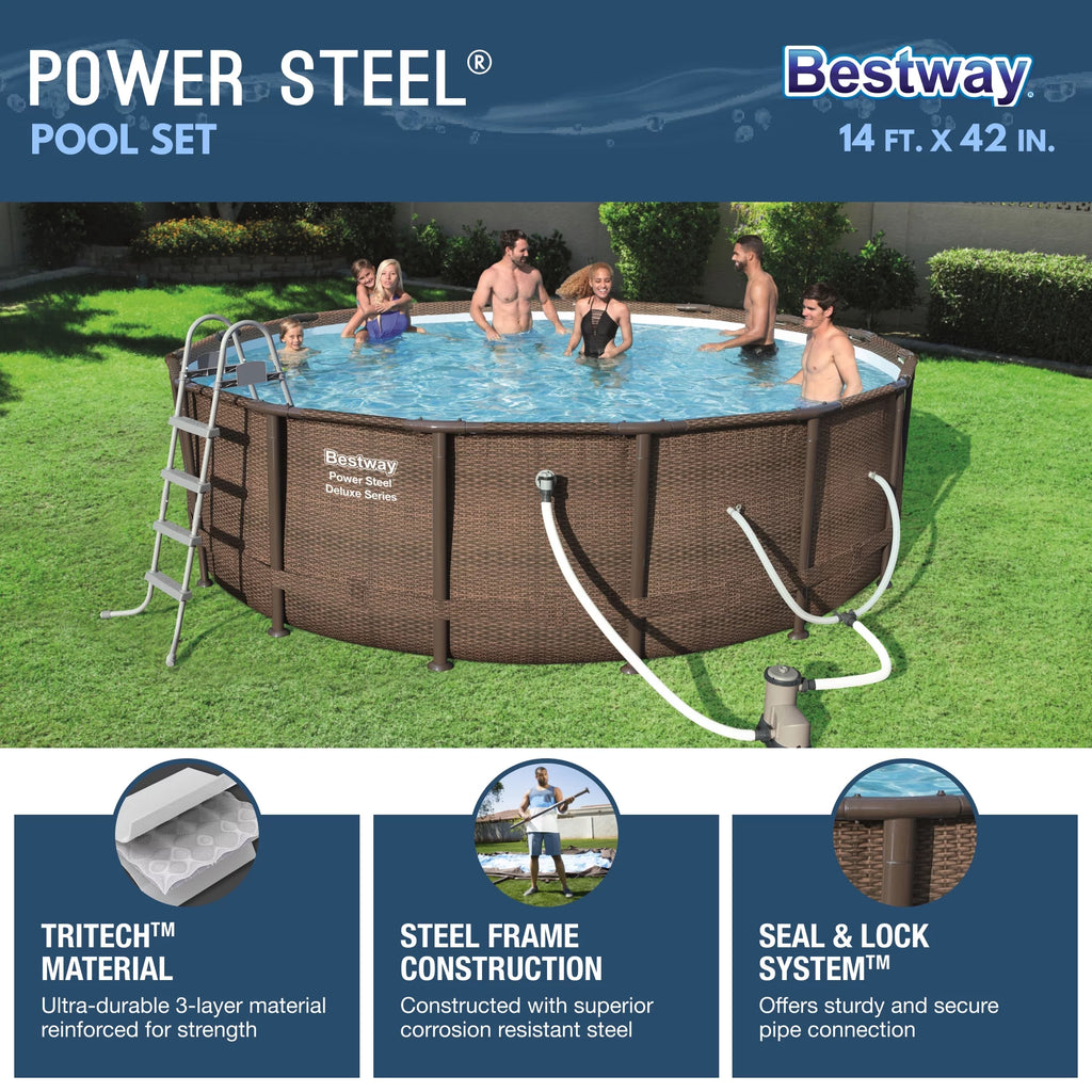 14' x 42 Round Above Ground Swimming Pool Set U775578