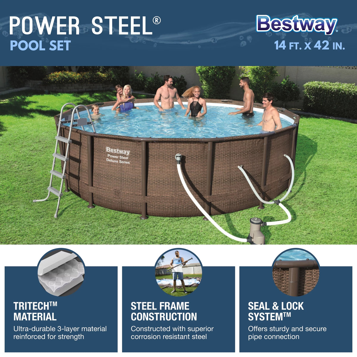 14' x 42 Round Above Ground Swimming Pool Set U775578