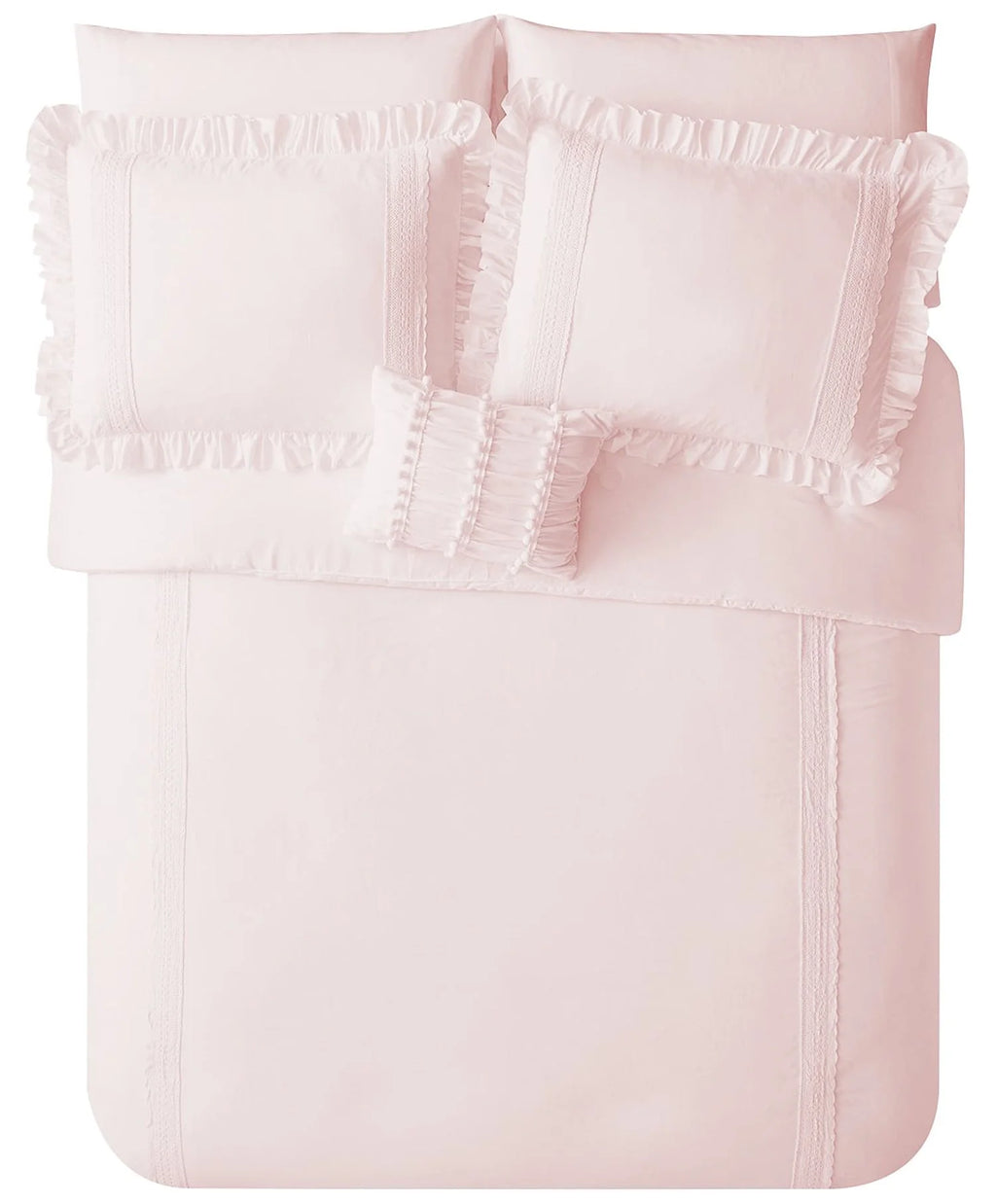 Pink Crochet Stripe 4-Piece Microfiber Comforter Set A2287