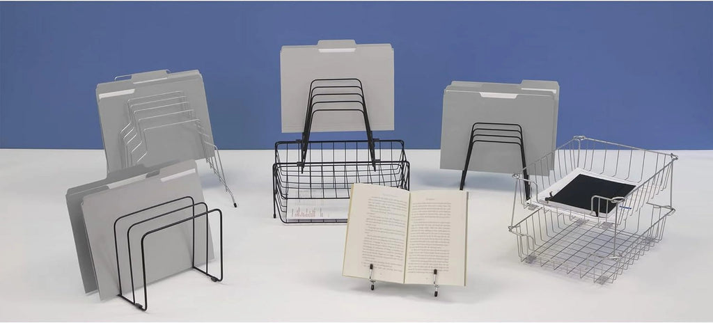 Letter Desk Tray Organizer, Wire, Silver, 3 X 10 X 14-1/8 In E9853