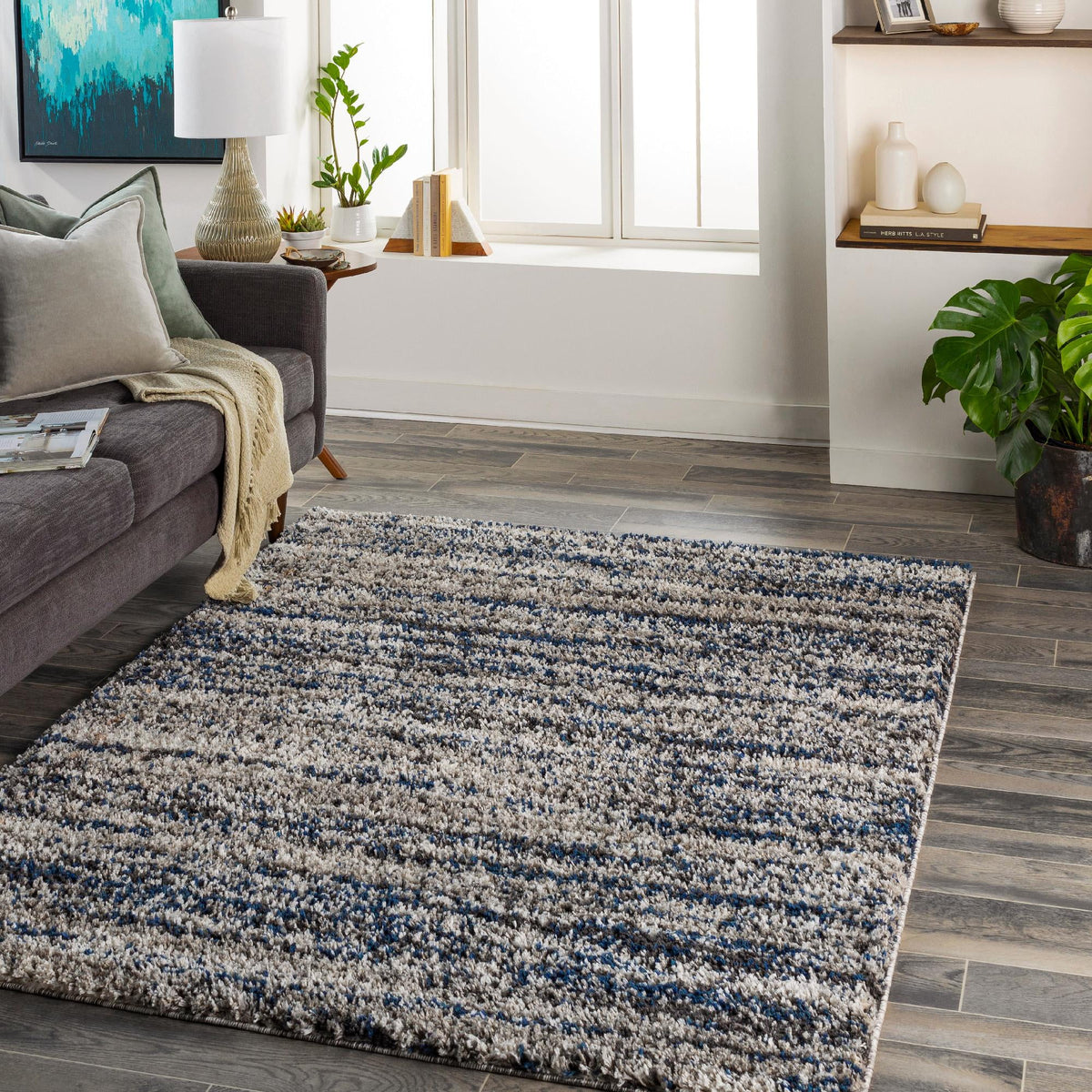 6x9 Dark Blue Area Rug F91145