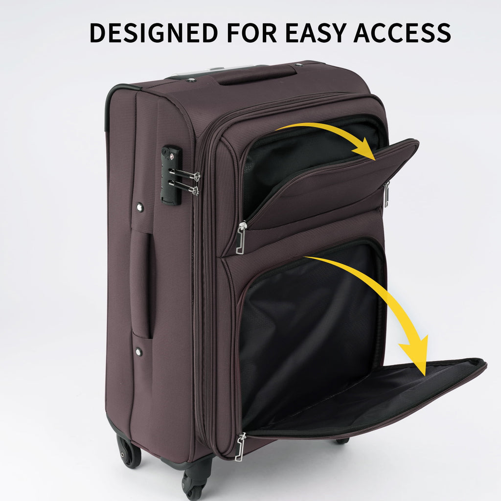 3 PCS Lightweight Expandable Softside Luggage Set with Spinner Wheel and TSA Lock H68316