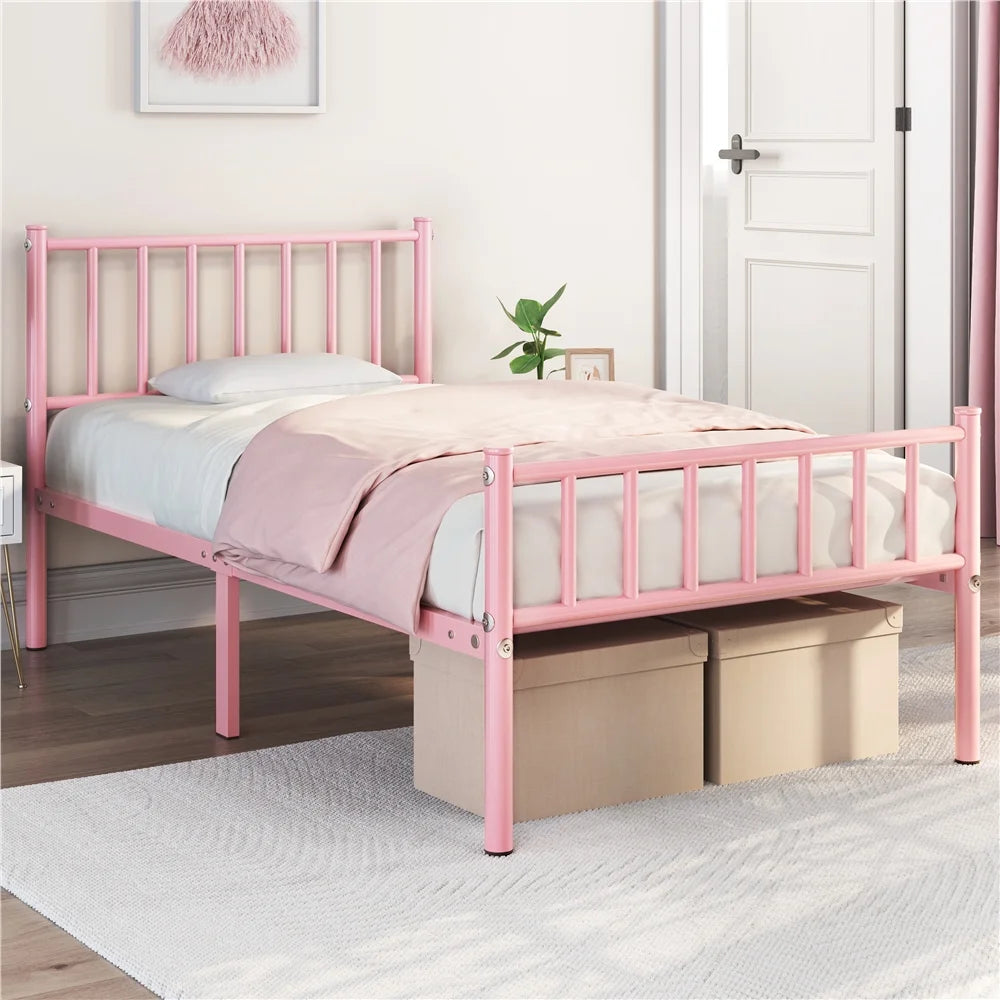 Queen Metal Bed Frame with Spindle Headboard and Footboard P164618