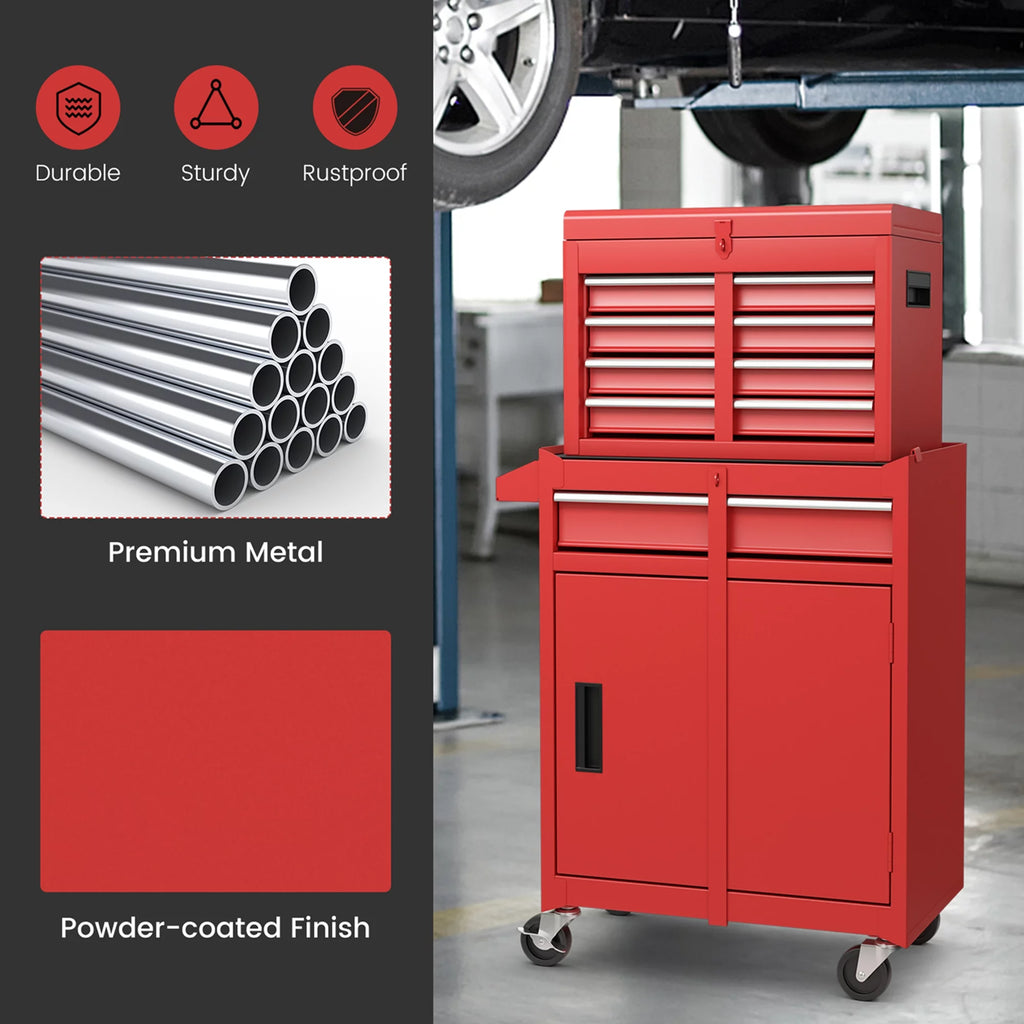 Red 5 Drawer Metal Rolling Tool Chest Cabinet D978050