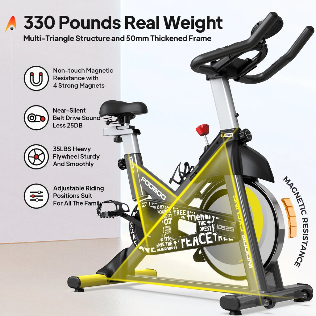 Stationary Exercise Bike Magnetic Resistance with LCD Monitor 35 Lbs Flywheel A7305