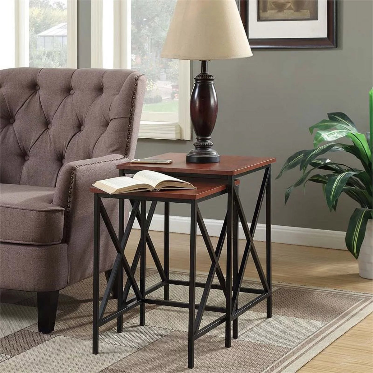 2 Piece Nesting End Table Set in Cherry L7987