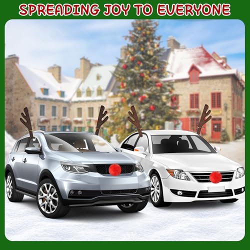 2 Pack Red Nose Car Antler Christmas Decorations O948323