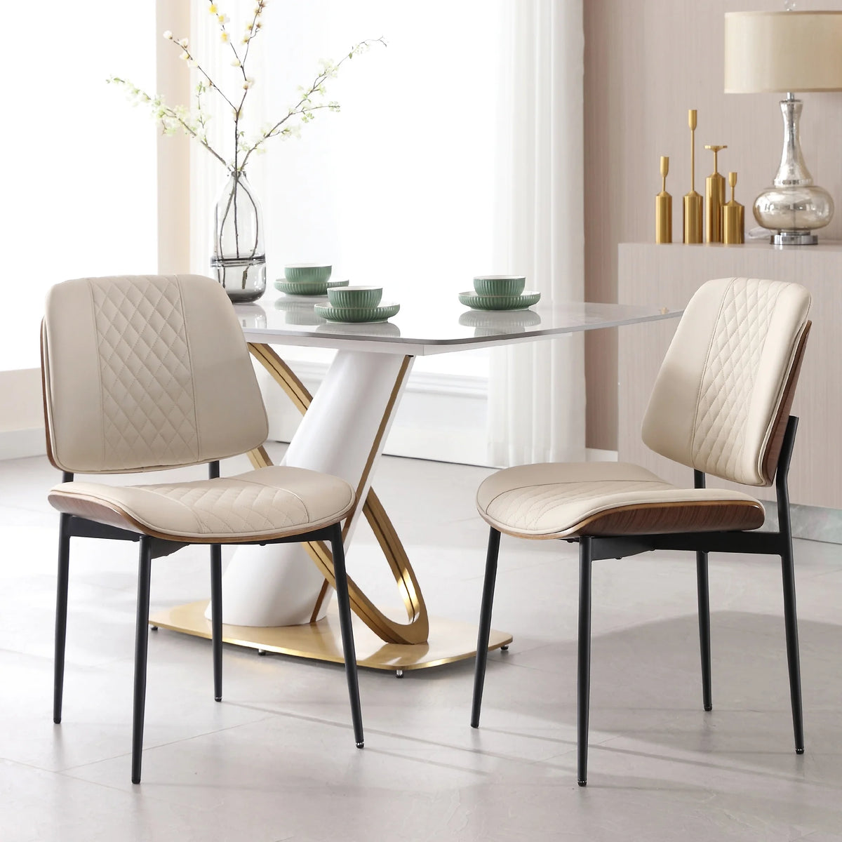 Mid Century Modern Faux Leather Dining Chairs Set of 2 K275224