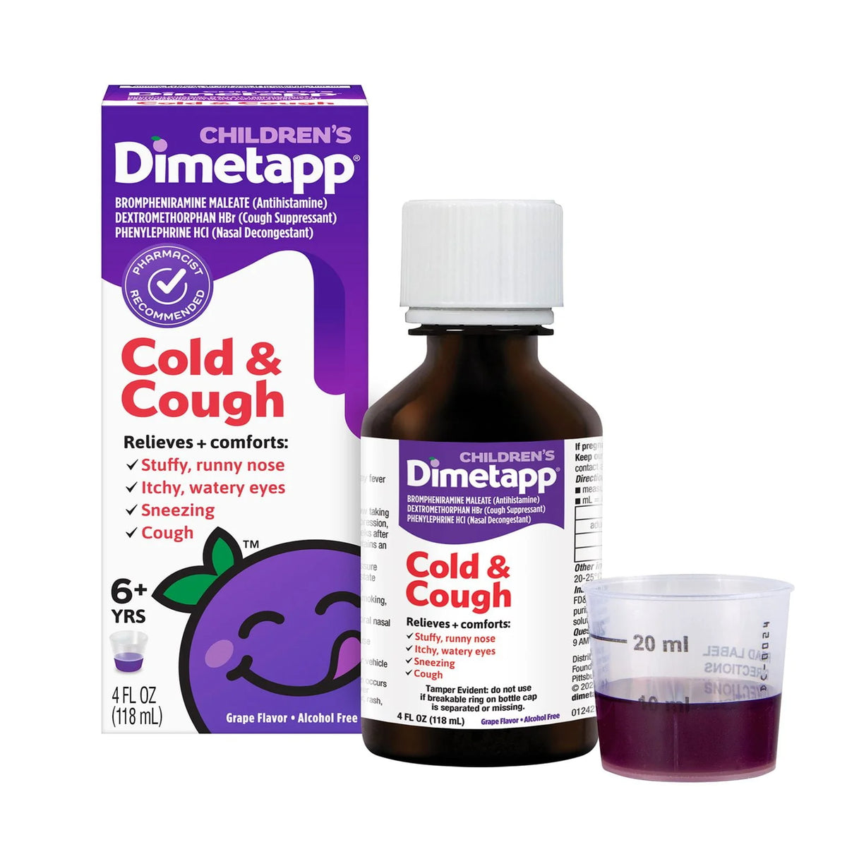 Cold & Cough Medicine, Antihistamine, Grape Liquid, 4 Fl oz D897