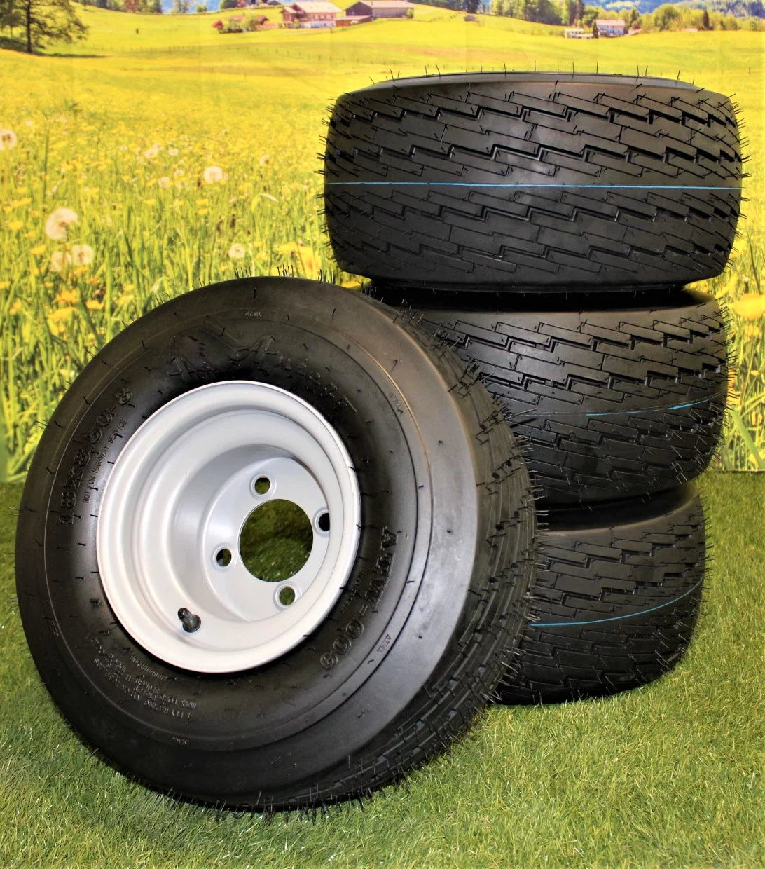 18x8.50-8 Gray Tire and Wheel Assembly Set of 4 X19673