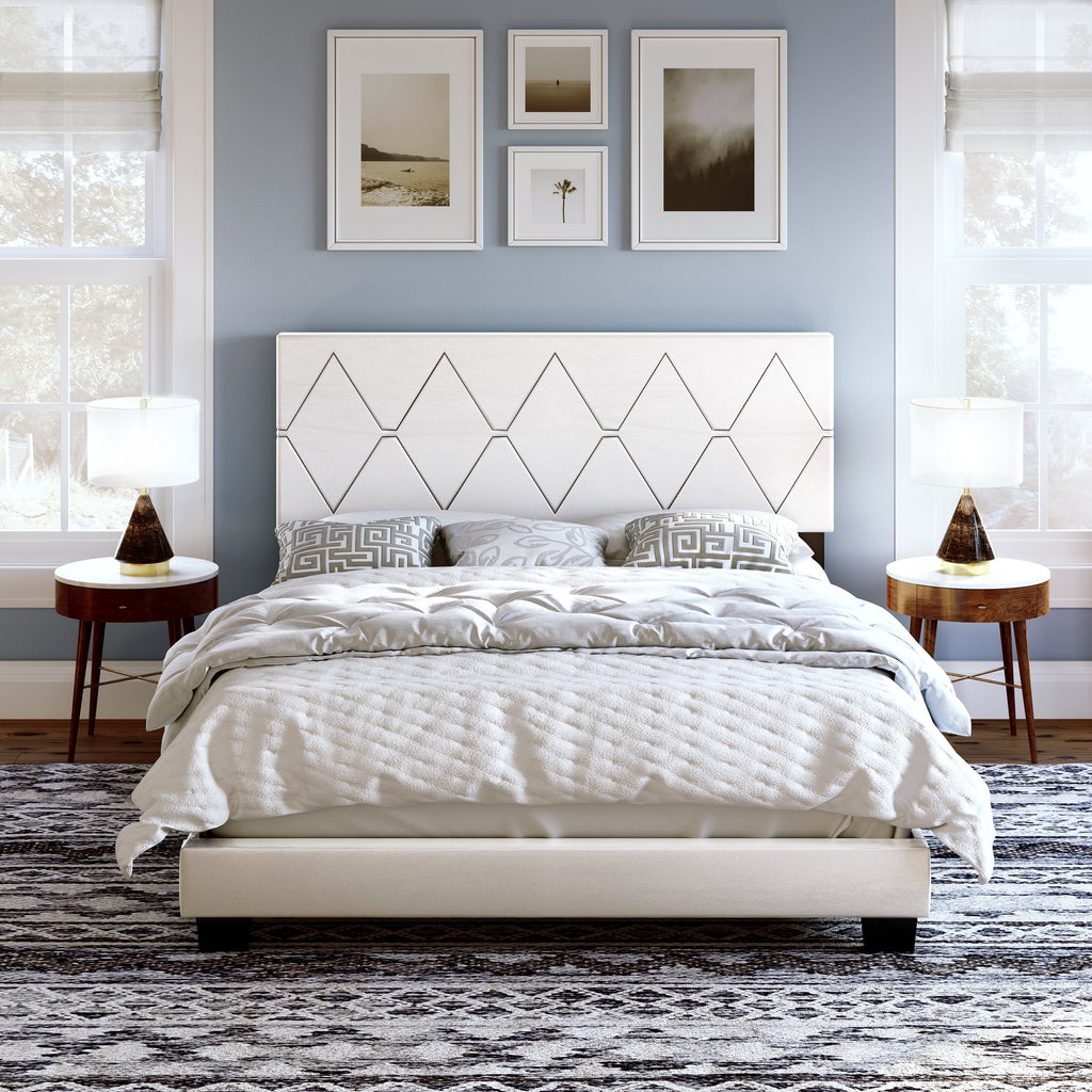 Black Queen Linen Platform Bed D945