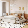 Beige Full Size Upholstered Platform Bed with 2 Drawers M169027