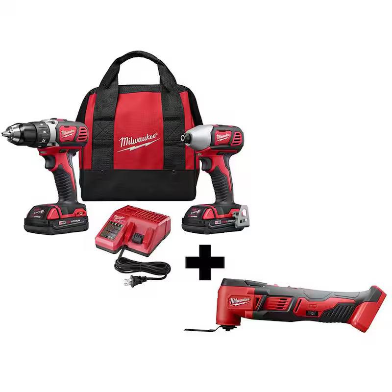18V Cordless Drill Driver Impact Driver Multi-Tool Combo Kit 3-Tool F875
