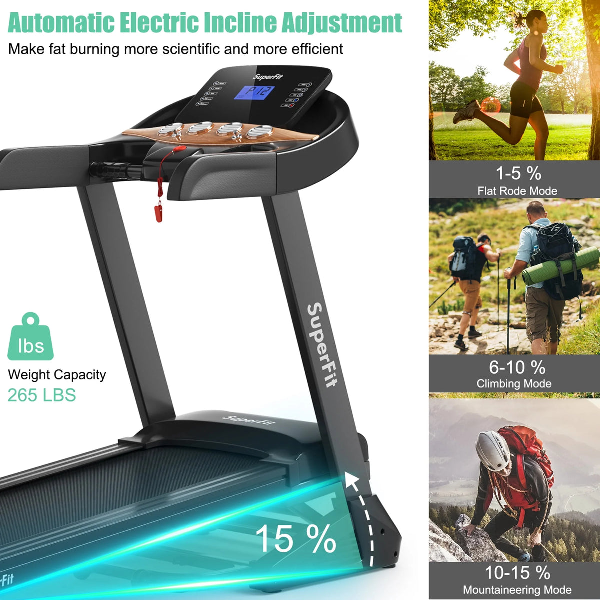 3.75HP Folding Treadmill with 15% Automatic Incline A698204
