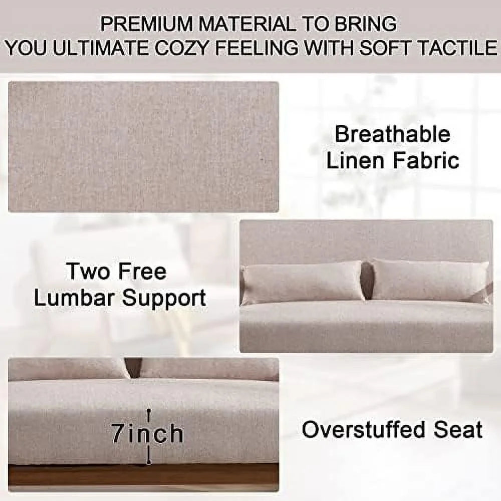 50" 2-Seater Upholstered Loveseat with 2 Waist Cushions K66465