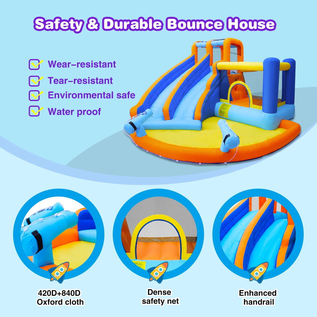 Kids Inflatable Water Slide Bouncer with Pool and Climbing Wall I5980