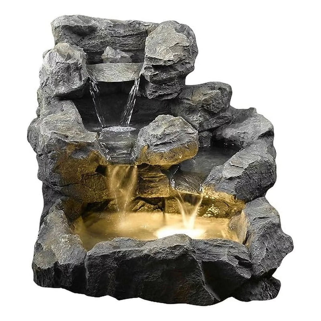 Indoor Outdoor Stone Fountain with Beige Illumination E881362