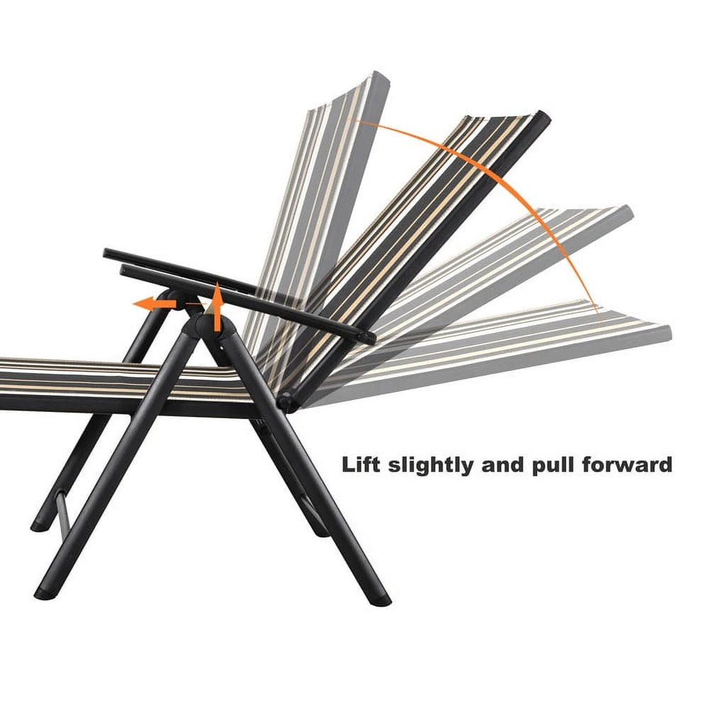 Adjustable Folding Outdoor Chaise Lounge Chair with Steel Frame Q1792