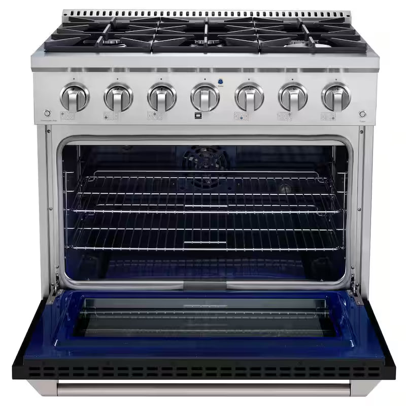 5.2 cu. ft. Gas Range with 6-Burners and Convection Oven in Matte Black R362811