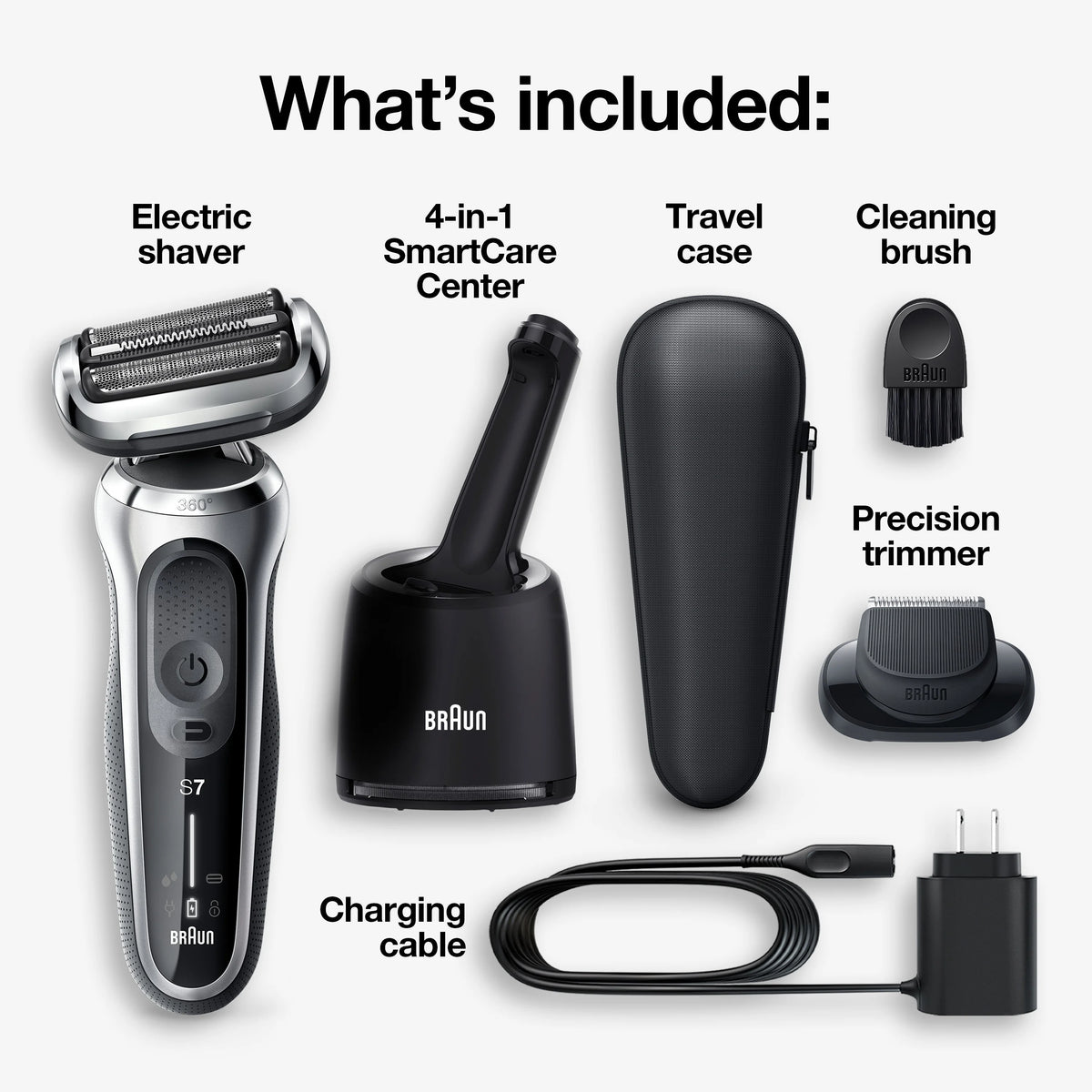 Electric Razor for Men with SmartCare Center, Precision Trimmer, Wet & Dry, Rechargeable, Cordless Foil Shaver, Silver U116